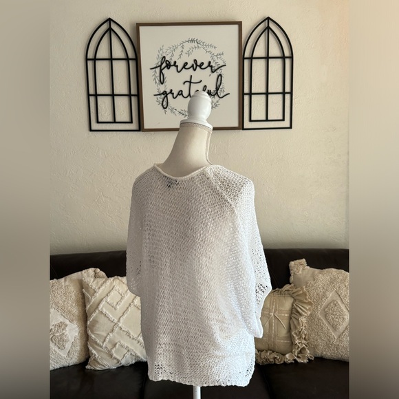 EILEEN FISHER Bateau-neck Top Cap-sleeve Sweater In White Size S Classic Casual - Picture 9 of 16